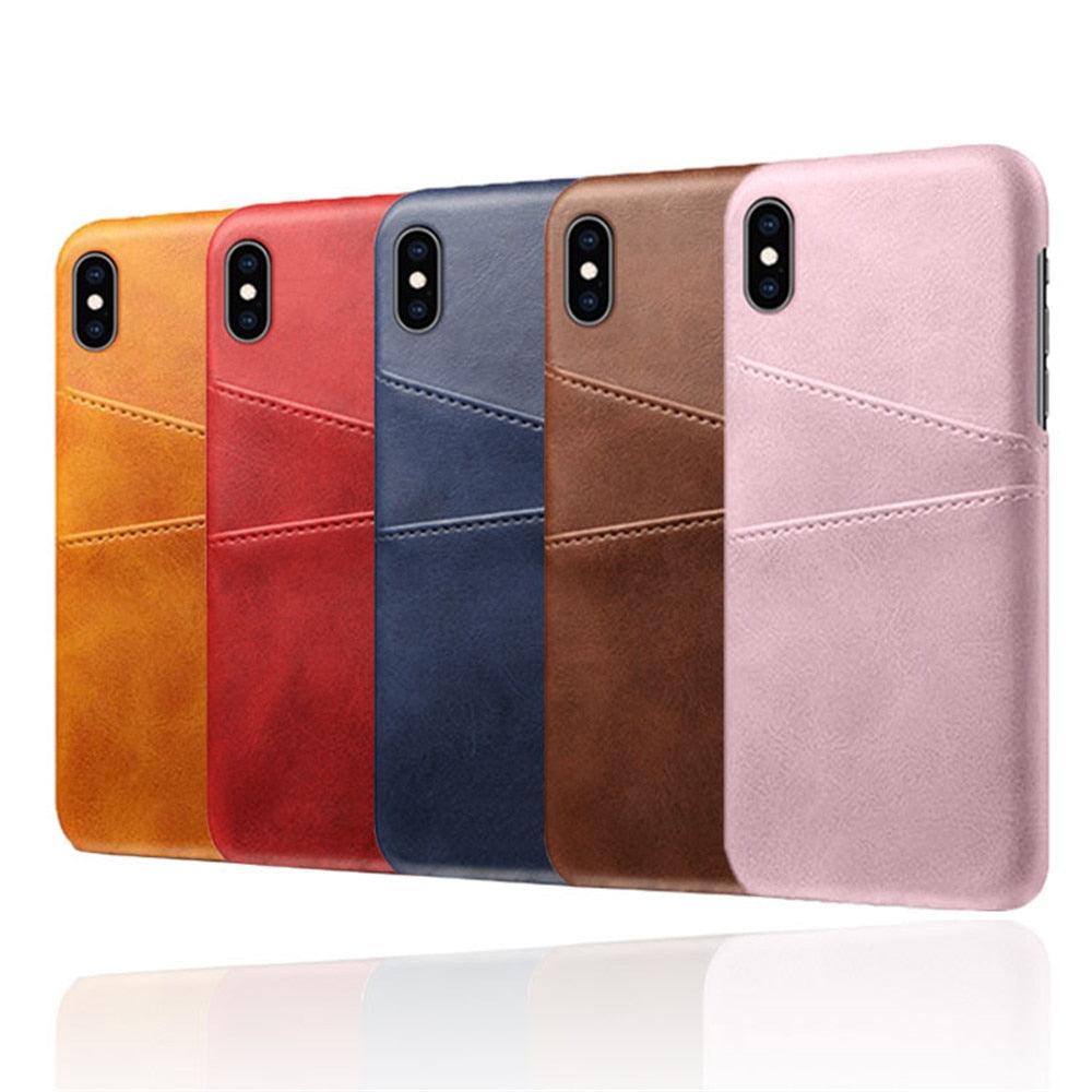 Men Leather Durable Shockproof Protective Cover For iPhone 14 Pro 13 Pro MAX Luxury Leather Card Holder Phone Case Stylish Leather Cover For iPhone 2 Credit Card Slots Holders Compatible for iPhone 13