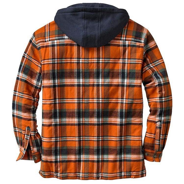 Men's Autumn Winter Jacket Plaid Hooded Long Sleeve Basic Casual Shirt Jackets  Men's Long Sleeve Soft Warm Jacket With Hood Hooded Shirt Jacket Soft Long Sleeve Outdoor Clothes For Men