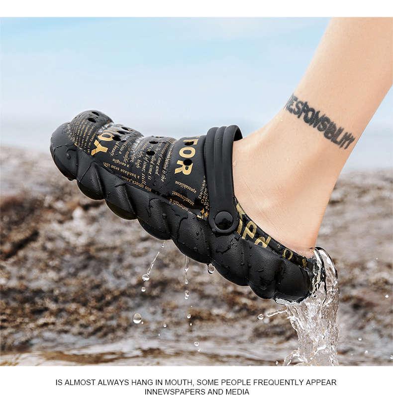 Men's Black Rubber Beach Flip Flops Sandals Wedge Flat Shoes Footwear Fashion Unisex Garden Clogs Sports Sandals Outdoor Indoor Lightweight Clogs