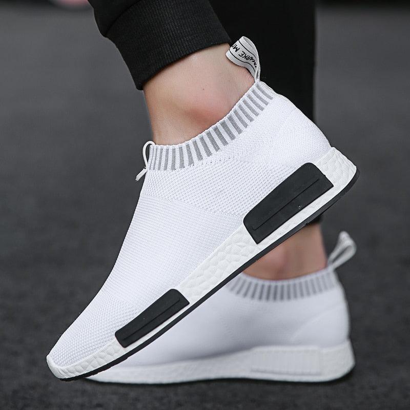 Men's Breathable Running Shoes Casual Fashion Outdoor White Espadrilles Sports Shoes Light Socks Lightweight Breathable Walking Running Shoes Mesh Workout Casual Sports Men's Jogging Sneakers