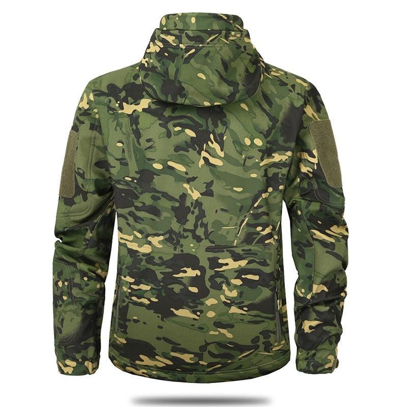 Men's Camouflage Tactical Jacket Green Camouflage Water Resistant Jacket Waterproof Windbreaker Hooded Jackets Ski Jacket Warm Winter Coats Men Soft Winter Hooded Coat Hiking Clothes