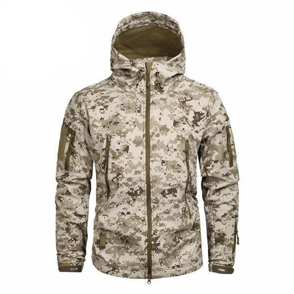 Men's Camouflage Tactical Jacket Green Camouflage Water Resistant Jacket Waterproof Windbreaker Hooded Jackets Ski Jacket Warm Winter Coats Men Soft Winter Hooded Coat Hiking Clothes