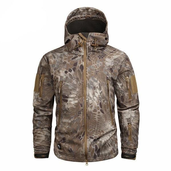 Men's Camouflage Tactical Jacket Green Camouflage Water Resistant Jacket Waterproof Windbreaker Hooded Jackets Ski Jacket Warm Winter Coats Men Soft Winter Hooded Coat Hiking Clothes