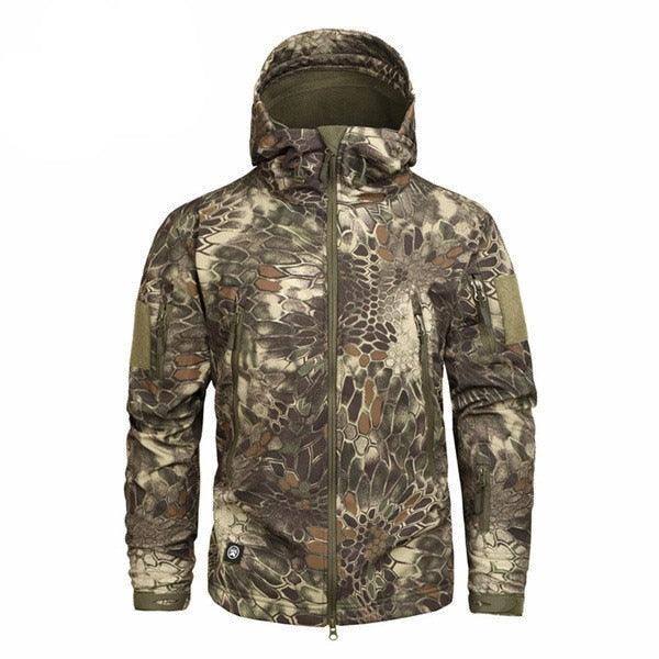 Men's Camouflage Tactical Jacket Green Camouflage Water Resistant Jacket Waterproof Windbreaker Hooded Jackets Ski Jacket Warm Winter Coats Men Soft Winter Hooded Coat Hiking Clothes