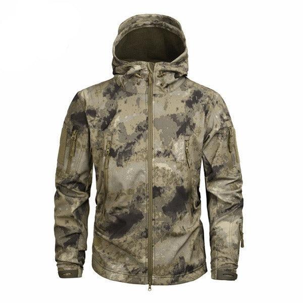 Men's Camouflage Tactical Jacket Green Camouflage Water Resistant Jacket Waterproof Windbreaker Hooded Jackets Ski Jacket Warm Winter Coats Men Soft Winter Hooded Coat Hiking Clothes