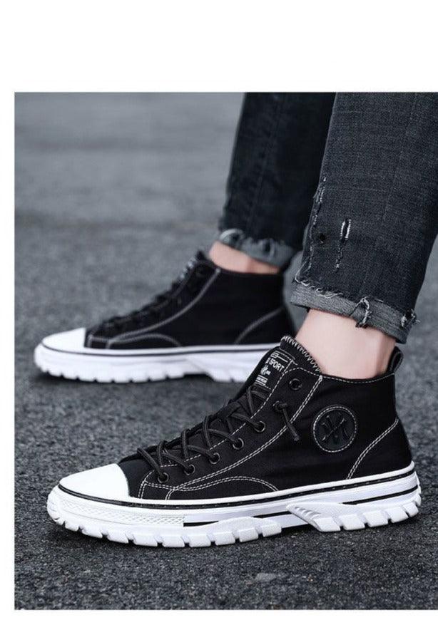 Men's Canvas Shoes Male High Top Casual Gray Skateboarding Vulcanized Shoes Comfort Sneakers Comfortable Outdoor Sport Walking Fashion Sneakers High Top Casual Shoes Walking Sneakers