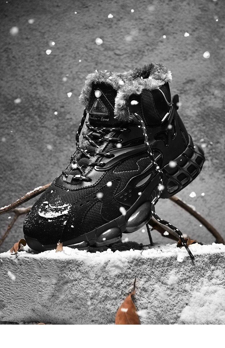 Men's Casual Sneakers Velvet New Winter Cold-Resistant Comfortable Warm Sports Shoes Winter Snow Boots Outdoor Hiking Shoes Fur Lined Warm Boots