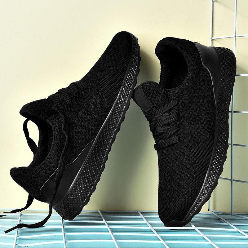 Men's Elegant Soft Sneakers Casual New Breathable Mesh Black Men Shoes Spring High Quality Tenis Shoes Lace Up Athletic Running Tennis Fashion Sneakers Comfortable Design