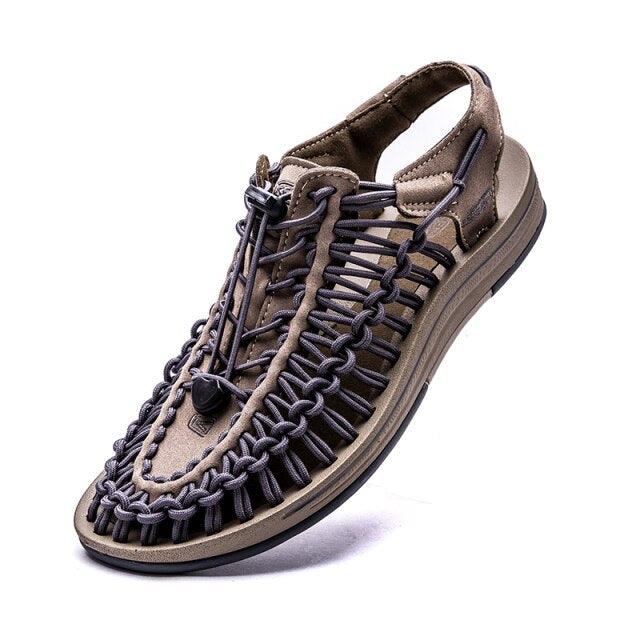 Men's High-Quality Hand-Woven Espadrilles Outdoor Summer Sandals Soft Non-slip Hiking Beach Platform Sandals Summer Strap Anti-Skidding Walking Water Shoes Comfortable Athletic Espadrilles For Beach