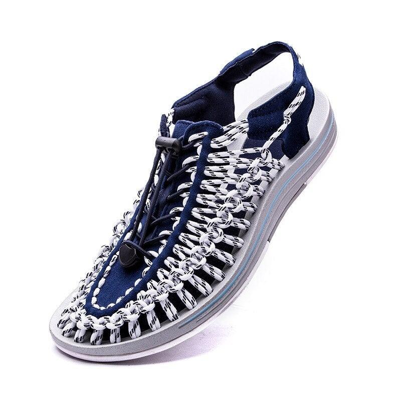 Men's High-Quality Hand-Woven Espadrilles Outdoor Summer Sandals Soft Non-slip Hiking Beach Platform Sandals Summer Strap Anti-Skidding Walking Water Shoes Comfortable Athletic Espadrilles For Beach