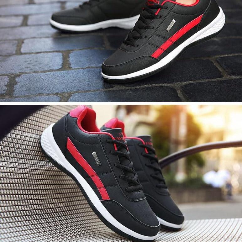 Men's Leather Sneakers Casual Comfortable Luxury Sneakers Man Lace-Up Athletic Sports Artificial Leather Mens Spring Flats Trainers Outdoor Mens Casual Sports Sneakers