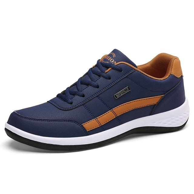 Men's Leather Sneakers Casual Comfortable Luxury Sneakers Man Lace-Up Athletic Sports Artificial Leather Mens Spring Flats Trainers Outdoor Mens Casual Sports Sneakers