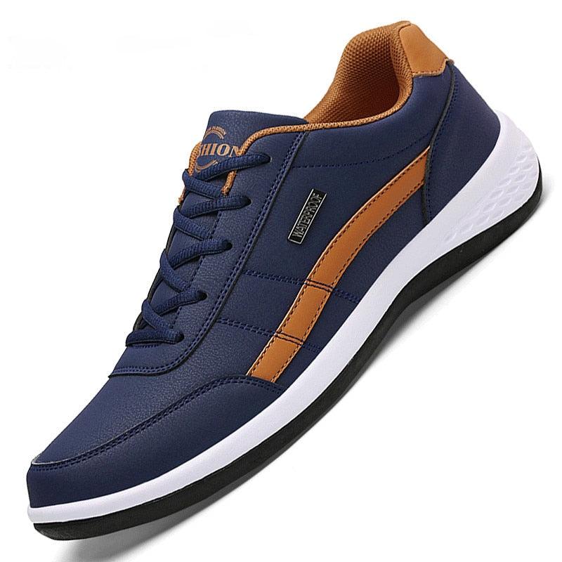 Men's Leather Sneakers Casual Comfortable Luxury Sneakers Man Lace-Up Athletic Sports Artificial Leather Mens Spring Flats Trainers Outdoor Mens Casual Sports Sneakers