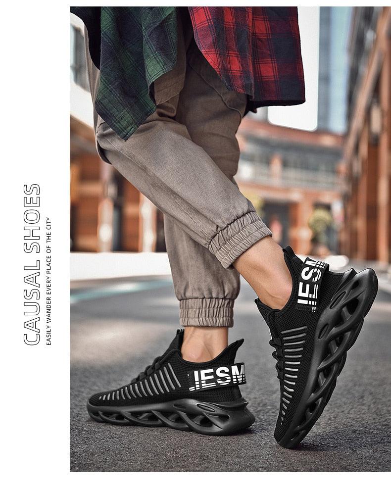 Men's Luxury Sneakers Autumn Mens Casual Shoes Lace-Up Breathable Light Running Tenis Shoes Modern Sneakers Breathable Black Trendy Sneakers