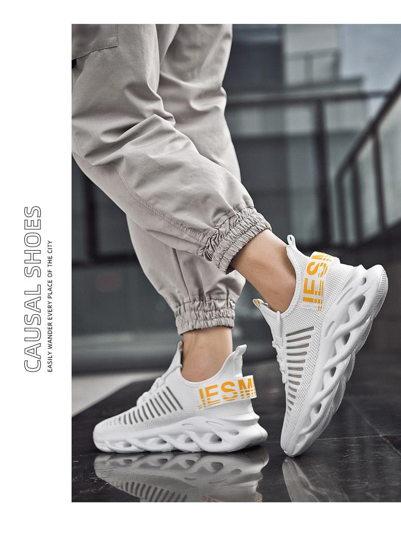 Men's Luxury Sneakers Autumn Mens Casual Shoes Lace-Up Breathable Light Running Tenis Shoes Modern Sneakers Breathable Black Trendy Sneakers