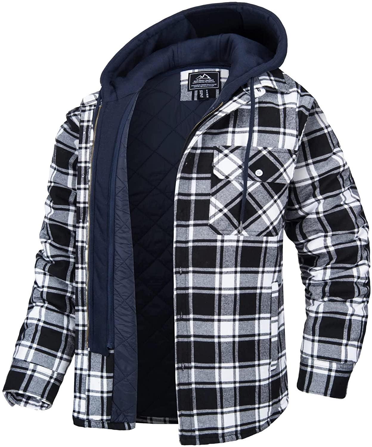 Men's Modern Warm Jacket With Removable Hood Winter Coats Men's Hooded Jackets Fashionable Autumn Jackets Winter Warm Coat Thick Hoodie Long Sleeve Outdoor Plaid Shirt Jackets