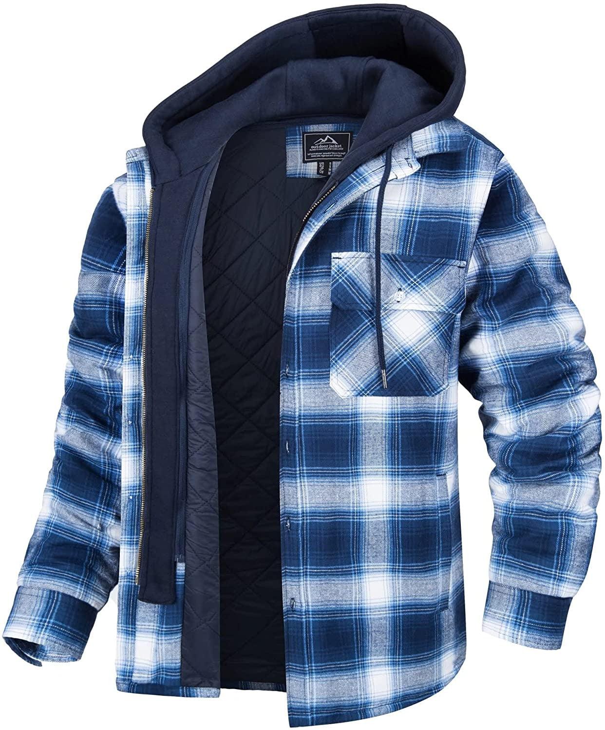 Men's Modern Warm Jacket With Removable Hood Winter Coats Men's Hooded Jackets Fashionable Autumn Jackets Winter Warm Coat Thick Hoodie Long Sleeve Outdoor Plaid Shirt Jackets