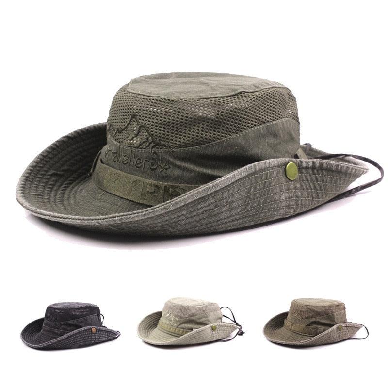 Men's Outdoor Traveling Cap Summer Mesh Breathable Retro Cotton Bucket Hat Unisex Adult High Quality Hat Jungle Fishing Hats Novelty Dad's Beach Cap Bucket Hat For Fishing Summer Adjustable Hat