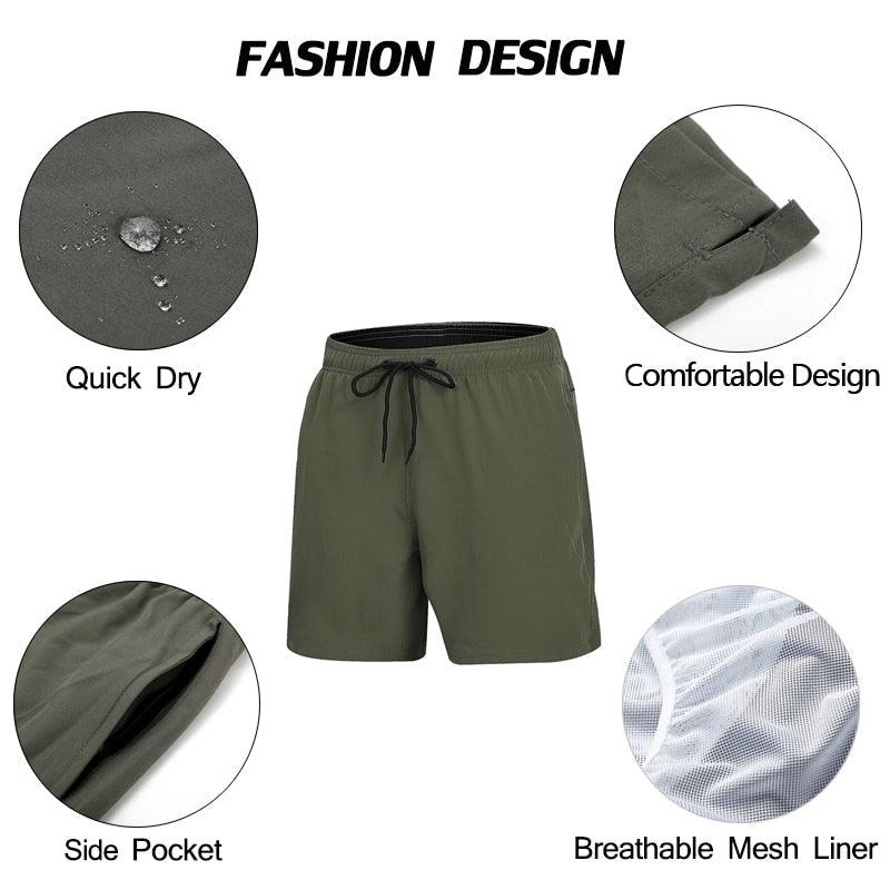 Men's Stretch Swim Trunks Quick Dry Beach Shorts With Zipper Pockets and Mesh Lining  Men's Swim Trunks Quick Dry Beach Shorts with Pockets Swimsuits for Men