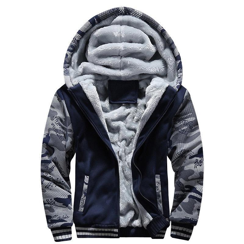 Men's Winter Jacket Camouflage Thick Warm Jackets Hooded Long Sleeve Jacket Man Casual Hoodies Men Winter Sweatshirt Warm Soft Jacket Men's Clothing Heavyweight Jacket Ideal Gift For Friends