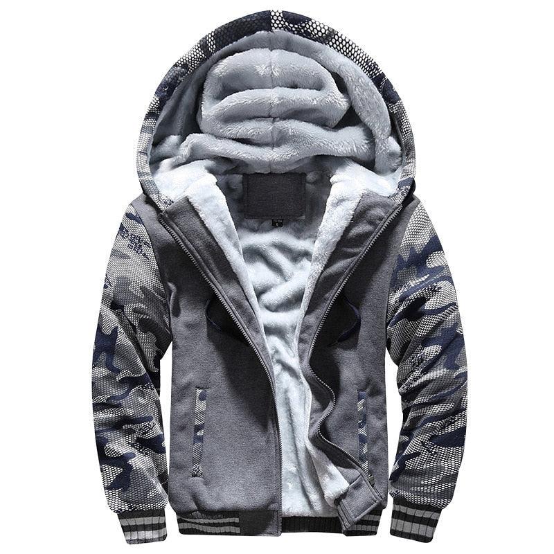 Men's Winter Jacket Camouflage Thick Warm Jackets Hooded Long Sleeve Jacket Man Casual Hoodies Men Winter Sweatshirt Warm Soft Jacket Men's Clothing Heavyweight Jacket Ideal Gift For Friends