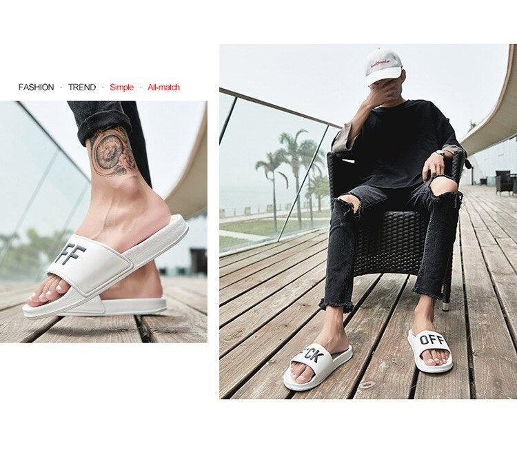 Men Slippers Unisex Bathroom Home Slides Male Couple Beach Sandals Fashion House Shoes Non-slip Flip Flops Mens Bathroom Pool Non-Slip Quick Drying Fashion Slippers