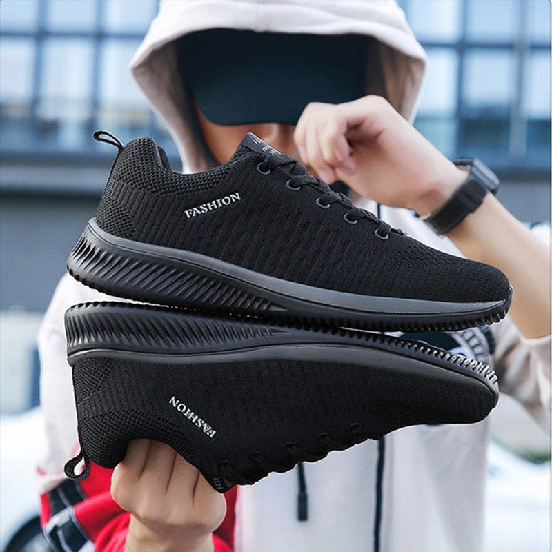 Men Sport Lightweight Running Sneakers Walking Casual Breathable Shoes Non-Slip Comfortable Black Fashion Men Casual Shoes Running Walking Sneakers