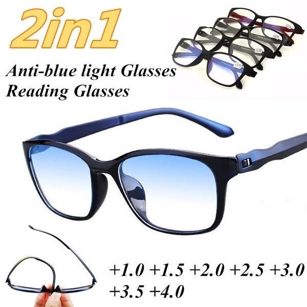 Men Stylish And Luxury Anti Blue Rays Eyeglasses Reading Eye Protection Glasses Antifatigue Computer Eyewear With Diopter +1.5 +2.0 +2.5 +3.0 +3.5 +4.0