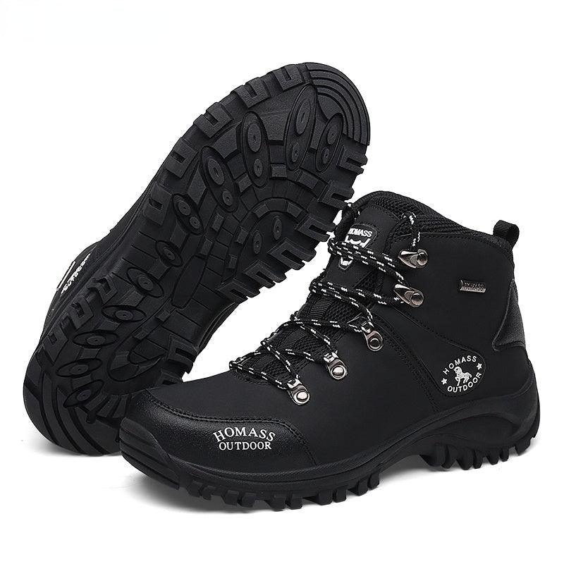 Men Waterproof Hiking Shoes Breathable Tactical Combat Boots New Outdoor Climbing Shoes Winter Snow Boots Warm Fur Lined Non Slip Leather Hiking Walking Shoes For Mens