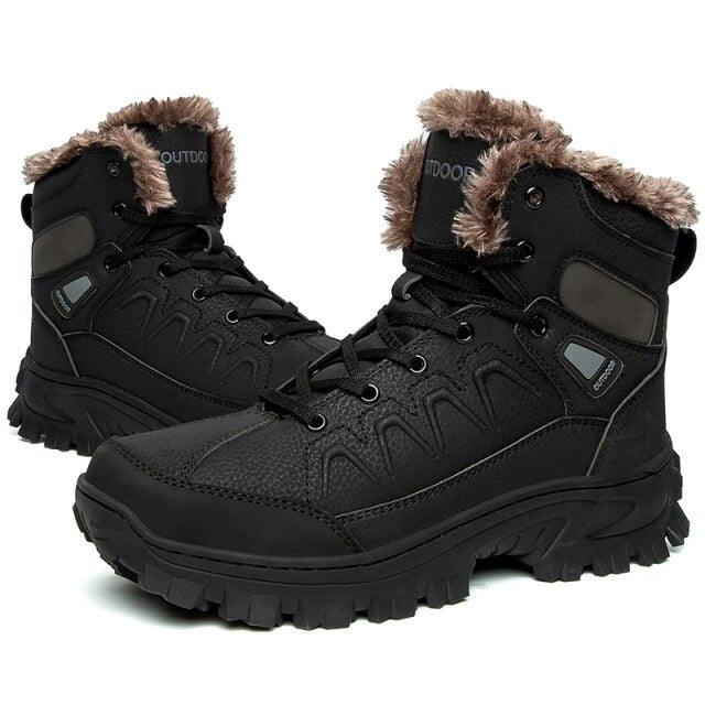 Men Winter Snow Boots Waterproof Leather Outdoor Hiqh Quality Boots Training Boots Non-Slip Warm Waterproof Mid Calf Shoes Outdoor Hiking Climbing Full Fur Lined Design