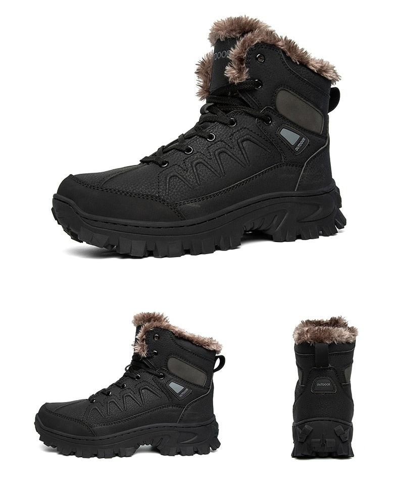 Men Winter Snow Boots Waterproof Leather Outdoor Hiqh Quality Boots Training Boots Non-Slip Warm Waterproof Mid Calf Shoes Outdoor Hiking Climbing Full Fur Lined Design