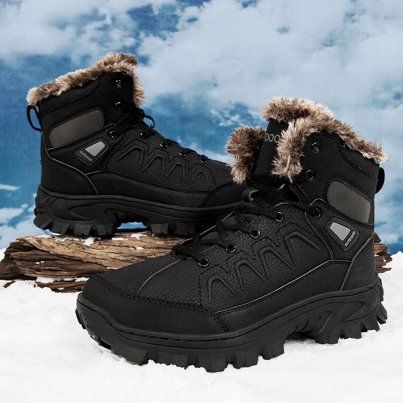 Men Winter Snow Boots Waterproof Leather Outdoor Hiqh Quality Boots Training Boots Non-Slip Warm Waterproof Mid Calf Shoes Outdoor Hiking Climbing Full Fur Lined Design