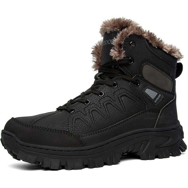 Men Winter Snow Boots Waterproof Leather Outdoor Hiqh Quality Boots Training Boots Non-Slip Warm Waterproof Mid Calf Shoes Outdoor Hiking Climbing Full Fur Lined Design