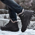 Mens Ankle Snow Boots Winter Fur Warm Leather Outdoor Walking Mountain Climbing Waterproof Snow Boots Outdoor Warm Non Slip Fur Lined Ankle Boots Leather Winter Shoes