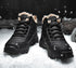 Mens Ankle Snow Boots Winter Fur Warm Leather Outdoor Walking Mountain Climbing Waterproof Snow Boots Outdoor Warm Non Slip Fur Lined Ankle Boots Leather Winter Shoes