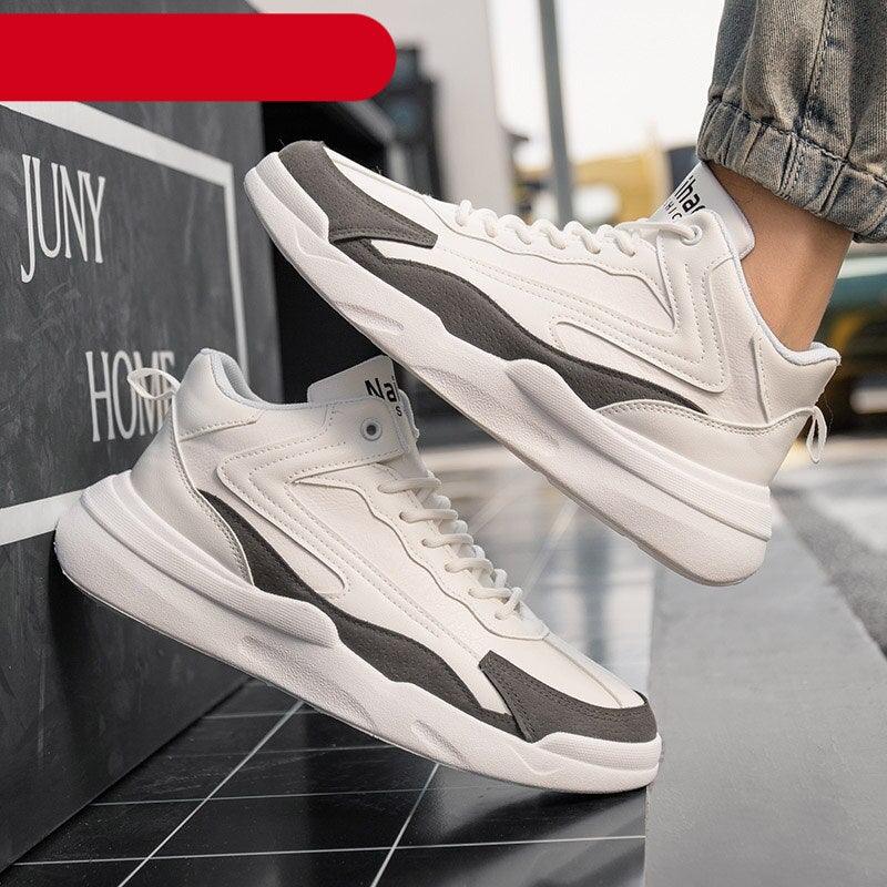 Mens Casual Shoes Leather Sneakers High Quality Comfortable Boots Outdoor Light Walking Footwear Mens Fashion Sneakers Breathable Comfort Walking Sport Mens Sneakers