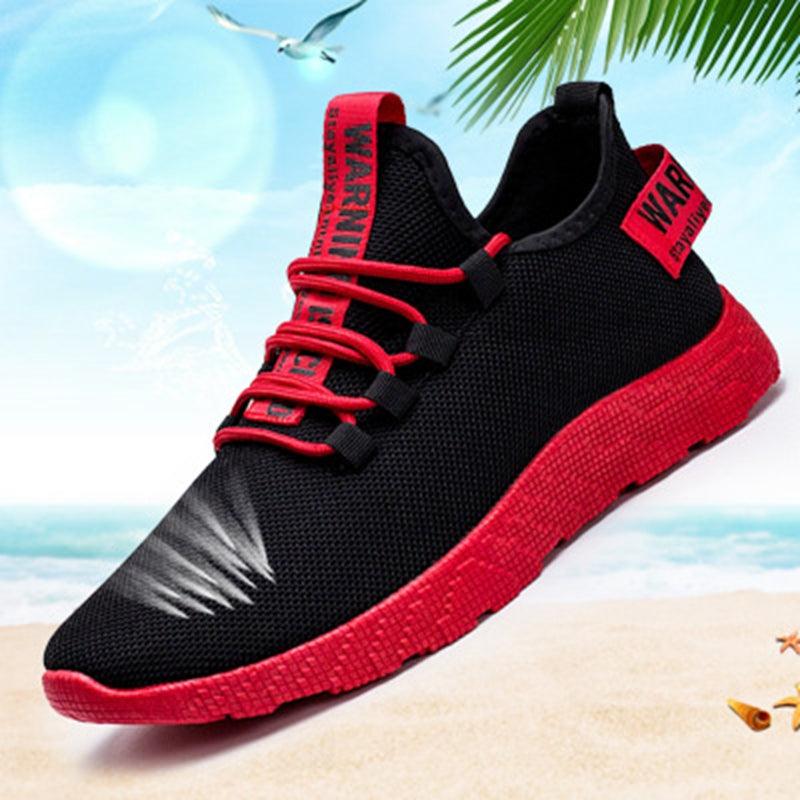 Mens Casual Shoes Sneakers Mens Breathable No-slip Air Mesh Lace Up Wear-Resistant Slip On Shoes Men's Tennis Walking Casual Shoes Black Sport Gym Breathable Sneakers