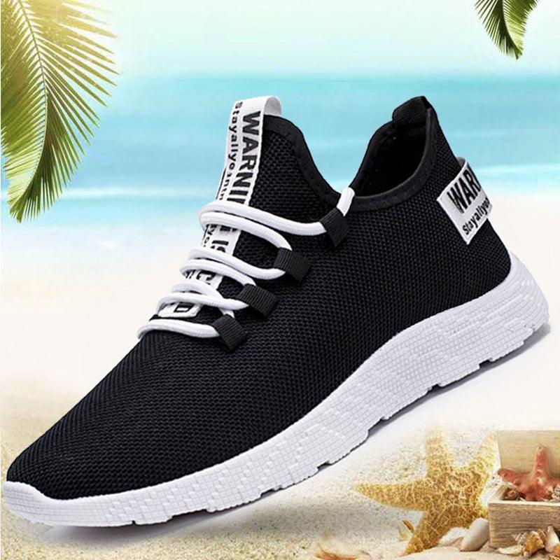 Mens Casual Shoes Sneakers Mens Breathable No-slip Air Mesh Lace Up Wear-Resistant Slip On Shoes Men's Tennis Walking Casual Shoes Black Sport Gym Breathable Sneakers