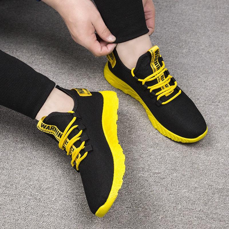 Mens Casual Shoes Sneakers Mens Breathable No-slip Air Mesh Lace Up Wear-Resistant Slip On Shoes Men's Tennis Walking Casual Shoes Black Sport Gym Breathable Sneakers