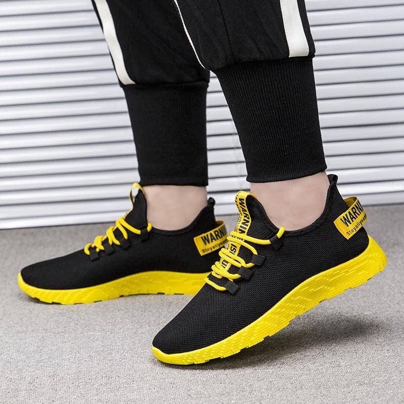 Mens Casual Shoes Sneakers Mens Breathable No-slip Air Mesh Lace Up Wear-Resistant Slip On Shoes Men's Tennis Walking Casual Shoes Black Sport Gym Breathable Sneakers