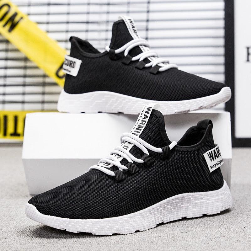 Mens Casual Shoes Sneakers Mens Breathable No-slip Air Mesh Lace Up Wear-Resistant Slip On Shoes Men's Tennis Walking Casual Shoes Black Sport Gym Breathable Sneakers