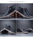 Mens Casual Winter Warm Ankle Boots Fashion Snow Boots Outdoor Footwear Black Sneakers Men's Leather Lined Warm Anti-slip Outdoor Work Shoes