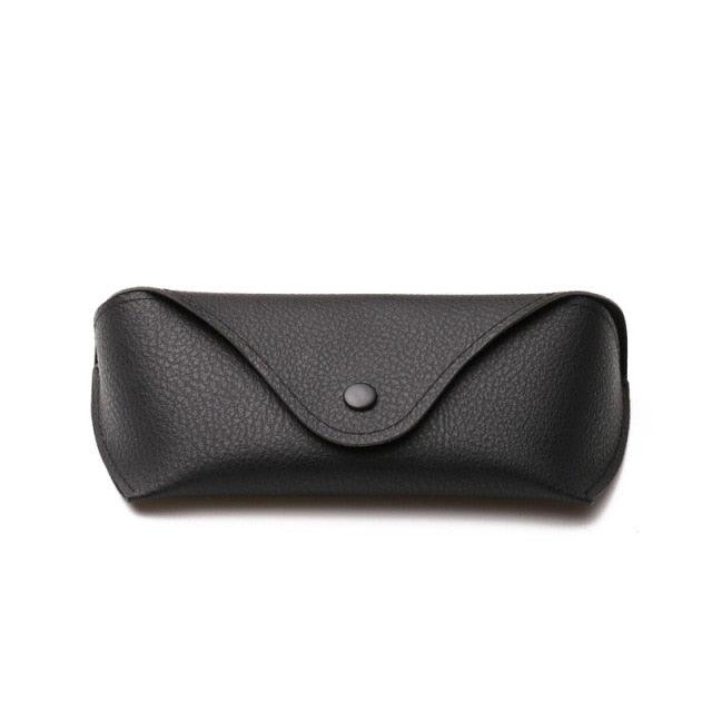 Mens Leather Eyewear Cases Cover For Sunglasses Eyeglasses Case Mens Reading Glasses Box With Metal Buckle Eyewear Cases Durable Soft Sunglasses Pouch Case For Men Horizontal Eyeglass Case Leather Design