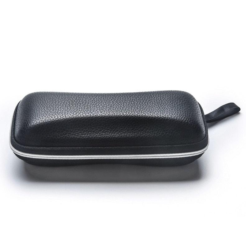 Mens Leather Glasses Case Portable Sunglasses Reading Glasses Carry Bag Hard Zipper Box Durable Protective Case Cover Eyeglass Case Portable Travel Zipper Strong Glasses Case Box Protector For Men And Women