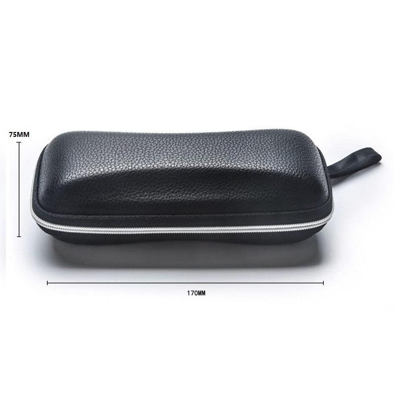 Mens Leather Glasses Case Portable Sunglasses Reading Glasses Carry Bag Hard Zipper Box Durable Protective Case Cover Eyeglass Case Portable Travel Zipper Strong Glasses Case Box Protector For Men And Women