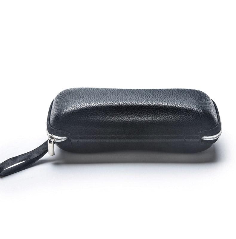 Mens Leather Glasses Case Portable Sunglasses Reading Glasses Carry Bag Hard Zipper Box Durable Protective Case Cover Eyeglass Case Portable Travel Zipper Strong Glasses Case Box Protector For Men And Women