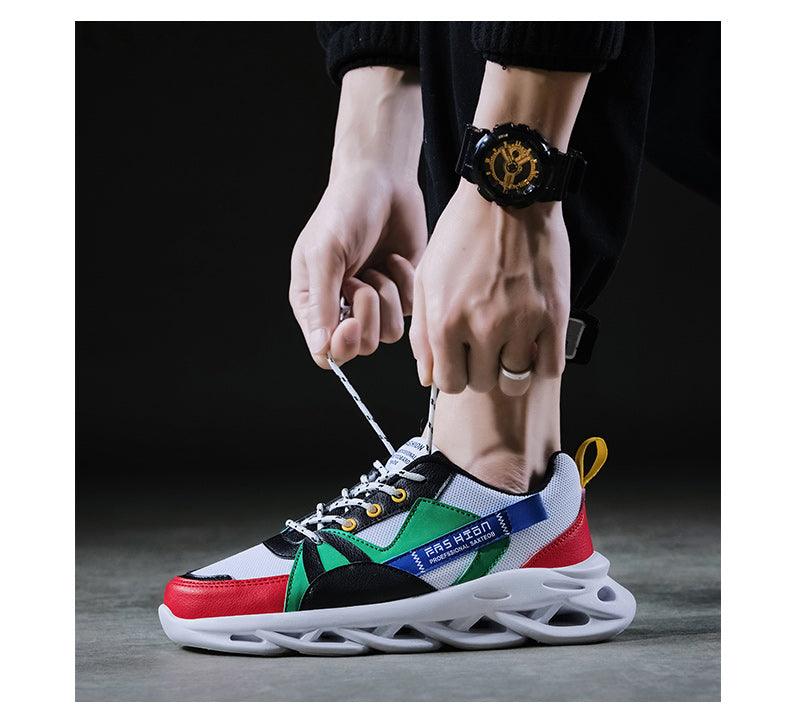 Mens Running Autumn New Leather Sneakers High Quality Outdoor Light Comfortable Sport Athletic Sneakers Lace Up Walking Breathable Ultra Lightweight Sport Casual Sneakers