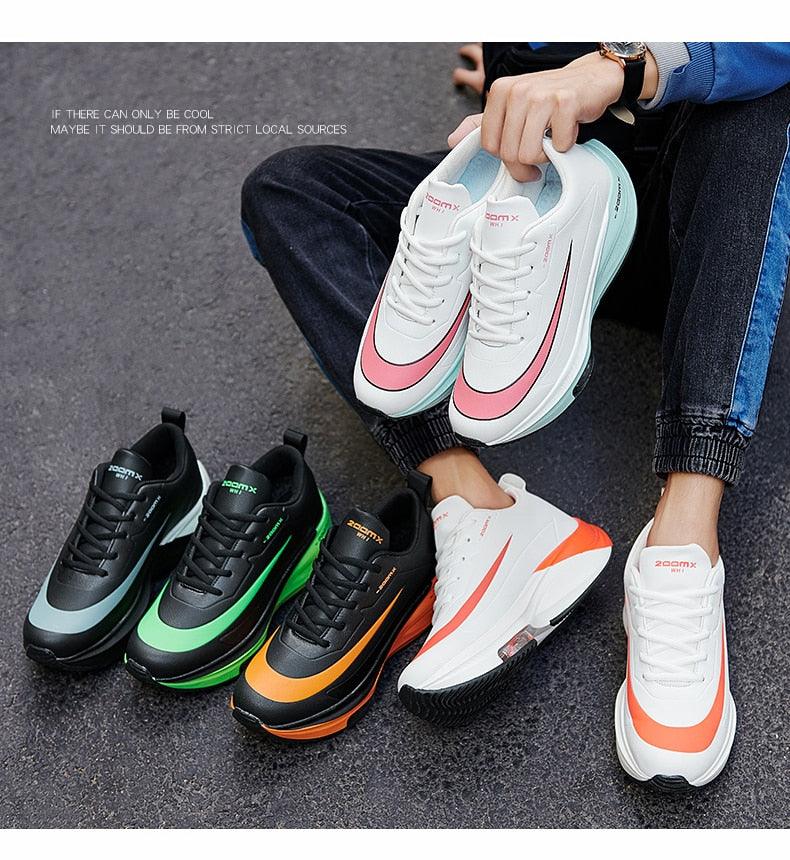 Mens Running Sneakers Luxury Mens Casual Shoes Trainer Race Off White Shoes Slip on Walking Casual Breathable Air Cushion Fashion Lightweight Sneakers