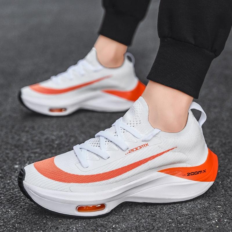 Mens Running Sneakers Luxury Mens Casual Shoes Trainer Race Off White Shoes Slip on Walking Casual Breathable Air Cushion Fashion Lightweight Sneakers