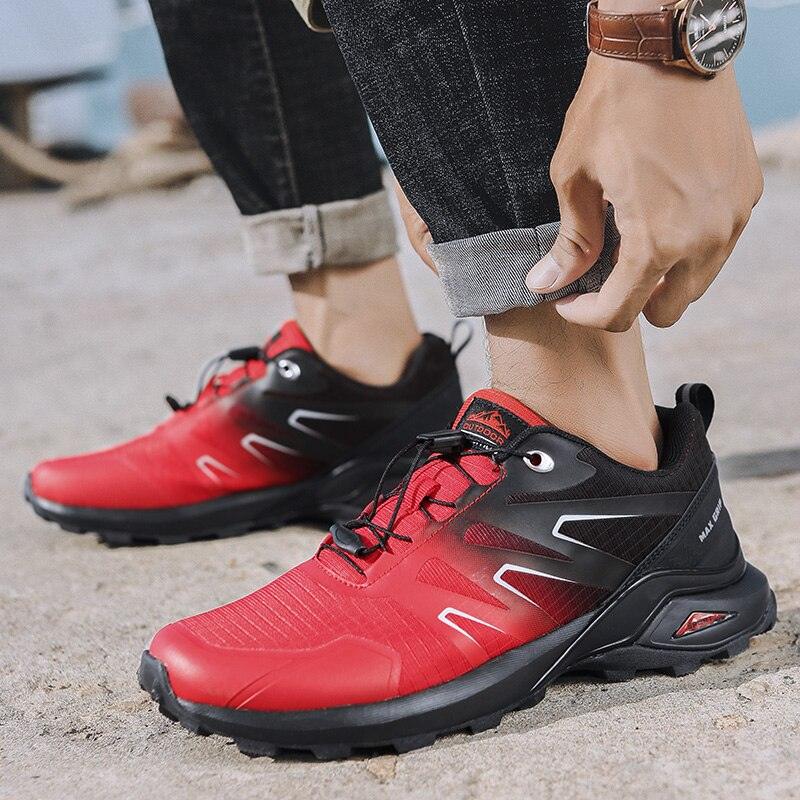 Mens Soft Breathable Outdoor Jogging Hiking Shoes Mountain Waterproof Running Shoes Sneakers Trail Running Non-Slip Hiking Breathable Walking Footwear Athletic Sneaker